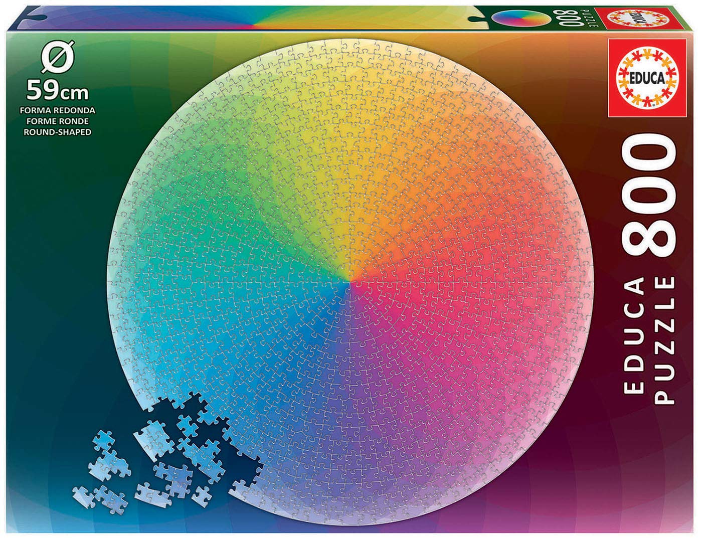 Educa 19033 Rainbow Colours, 800 Pieces Round Puzzle for Adults